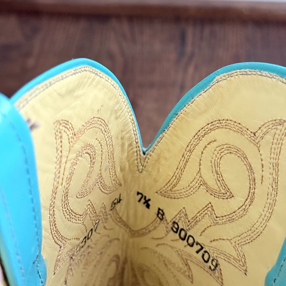 Turquoise Leather 1883 Lucchese Western Boots - Picture 6 of 11